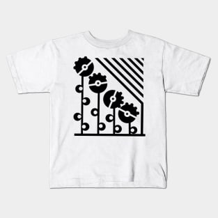 Black Mechanical Flowers - Creme Kids T-Shirt